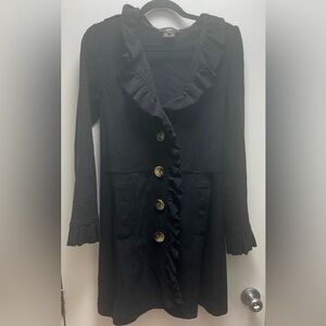 Luii Ruffled Black Cardigan